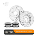 Front Drilled Slotted Brake Rotors Pads Kit for Honda Accord 2003-2017 Brakes