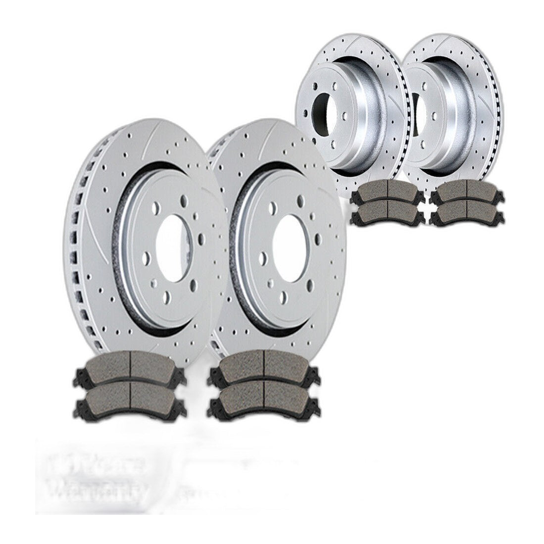Front Rear Brake Disc Rotors and Ceramic Pads Brakes Kits for 2010-11 Ford F-150