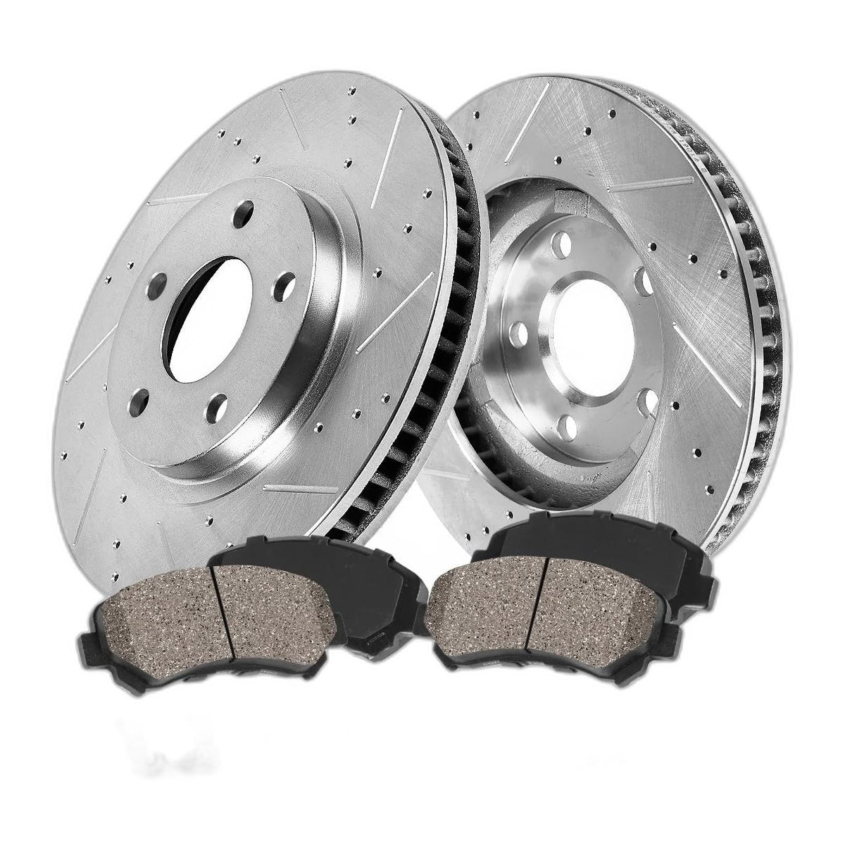 Callahan BRAKE PARTS Front Drilled Slotted Rotors Ceramic Pads Kit for
