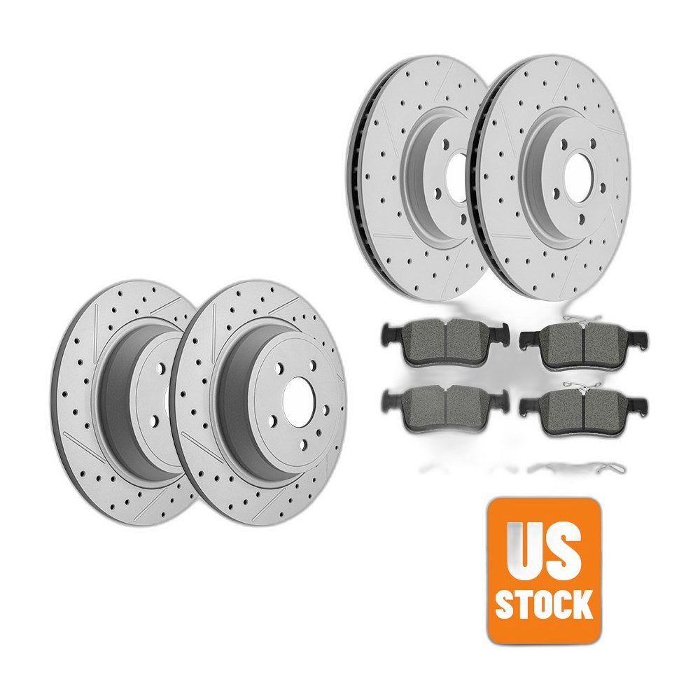 Front Rear Drilled Disc Rotors Brake Pads Set For 2017 2018 2019 Ford Escape MKC