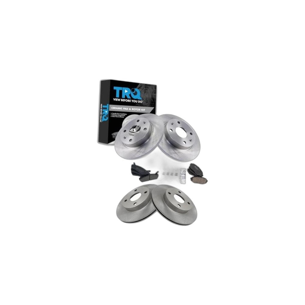 Front and Rear Brake Pad and Rotor Set Ceramic Vented Solid Rotors BKA11712