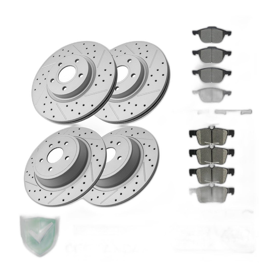 Front & Rear Drilled Brake Rotors and Ceramic Pads for Ford Escape 2017 - 2019