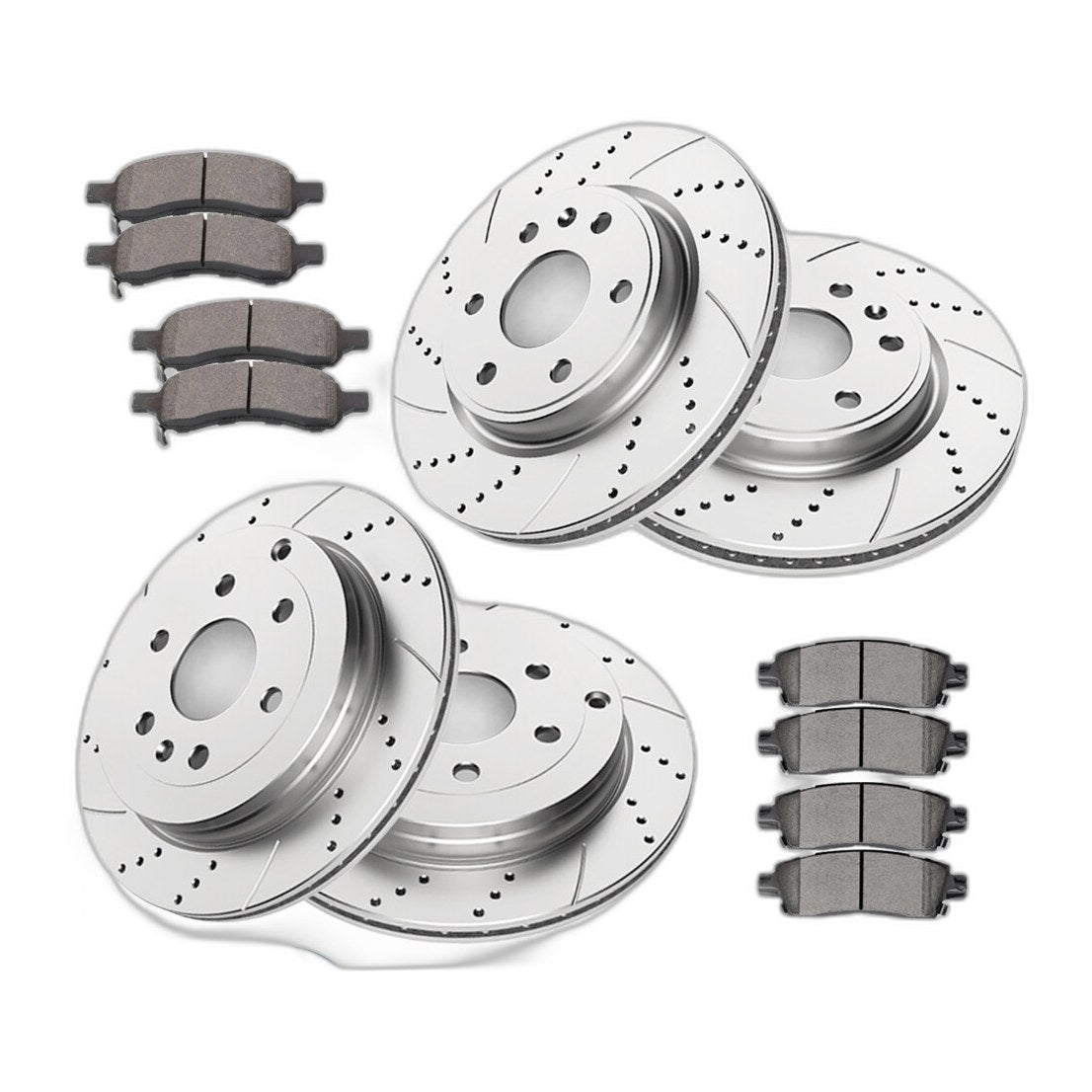 Fit 2007-2016 Chevy Traverse GMC Acadia Enclave Front Rear Rotors Brake Pads Kit