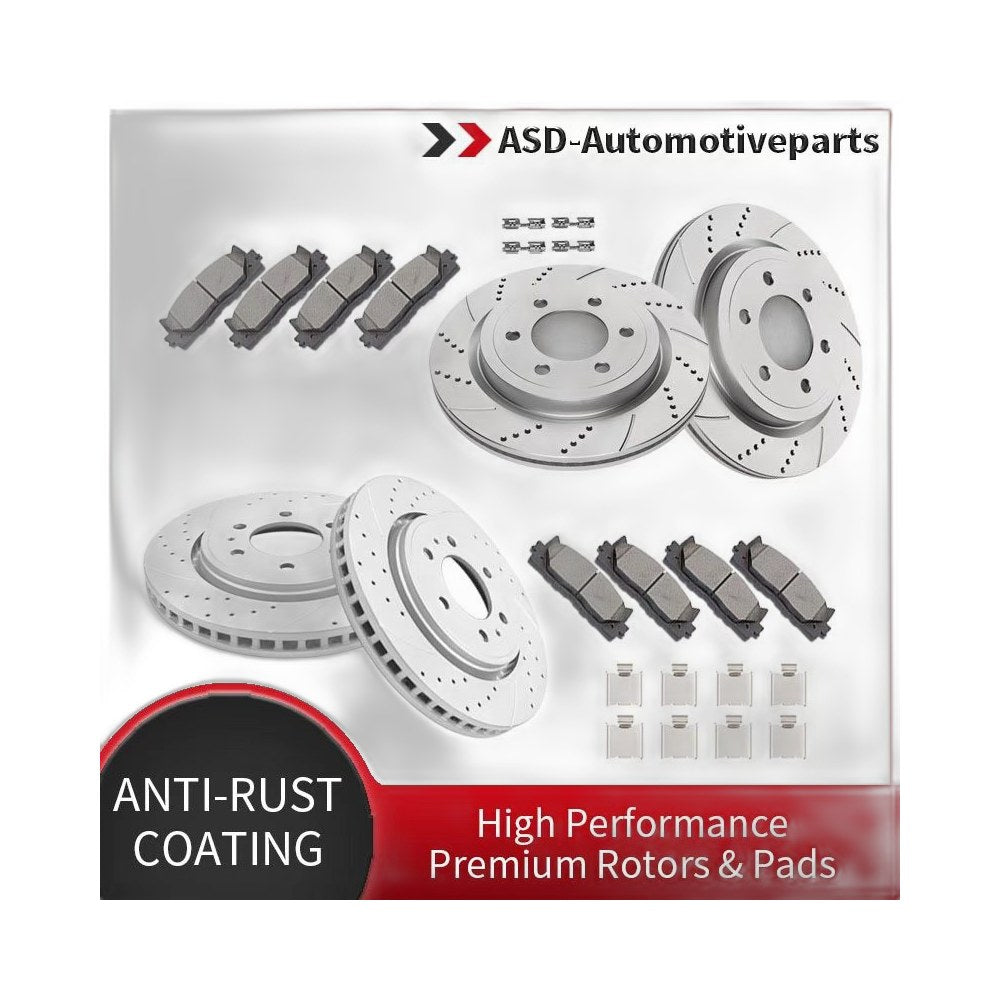 Front Rear Drilled Rotors Brake Pads for 2018 - 2020 F-150 Expedition Navigator
