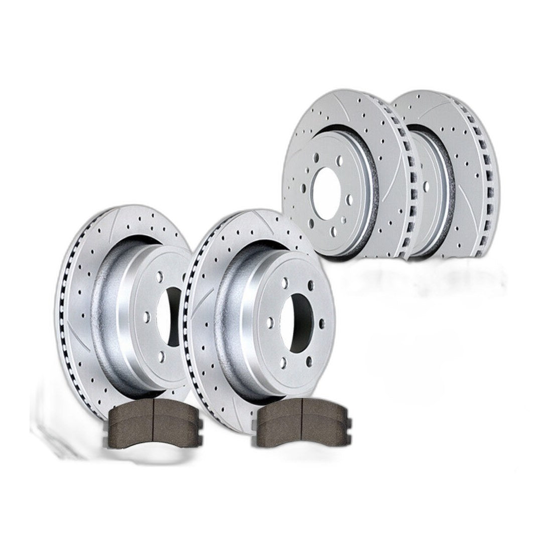 For 2012-2020 Ford F-150 6 Lugs Front Rear Drilled Rotors Brake Ceramic Pads Kit