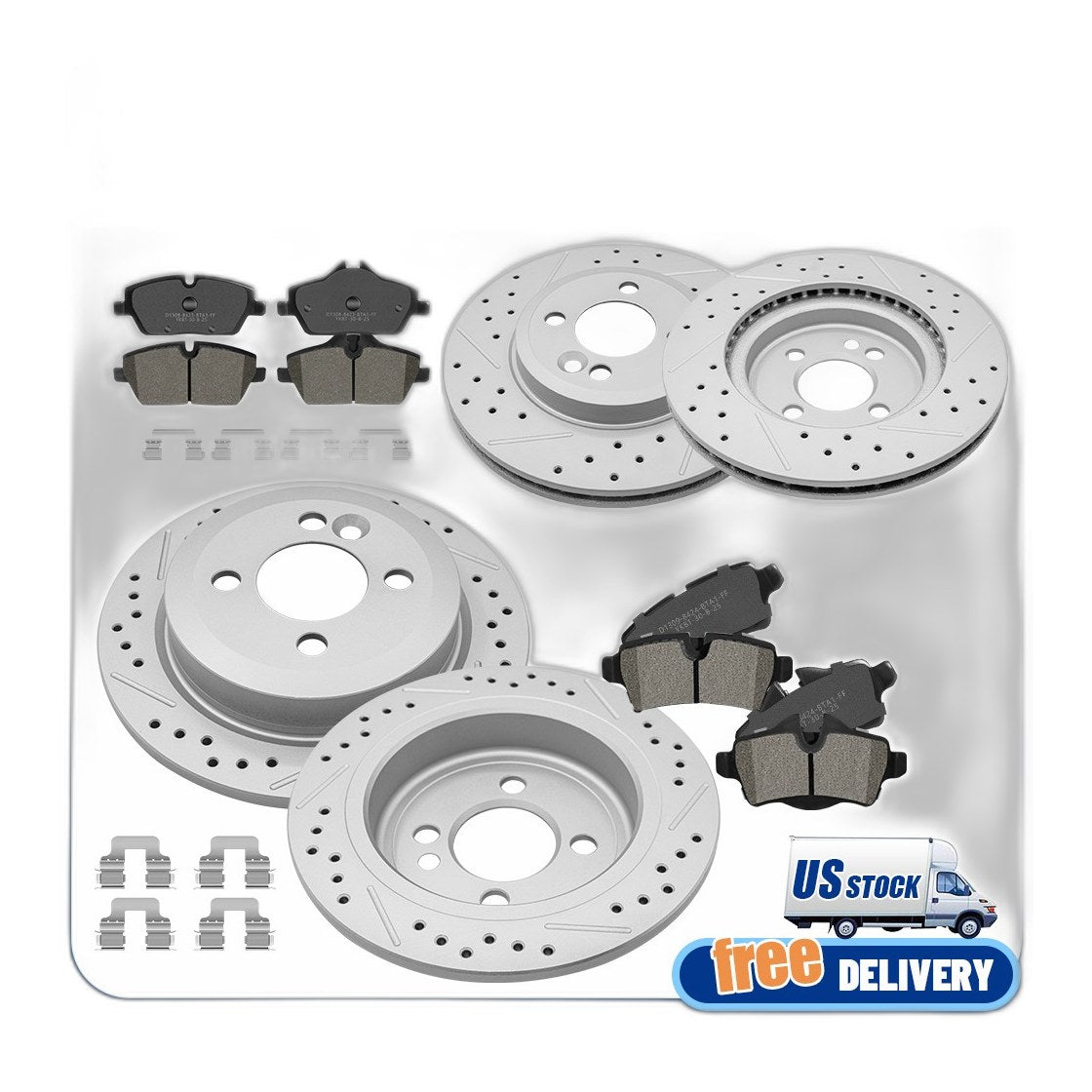 Front & Rear Drilled Brake Rotors + Ceramic Pads Kit for 2007-2013 Mini Cooper