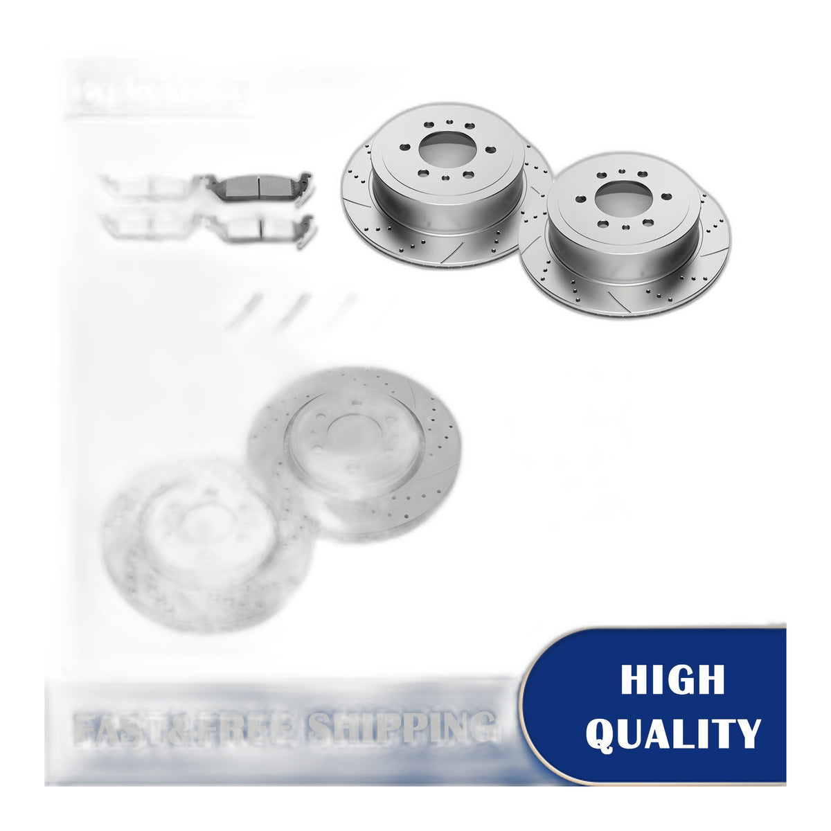 Front Rear Brake Rotors Pads Kit for 2010 2011 Ford F-150 Drilled and Slotted