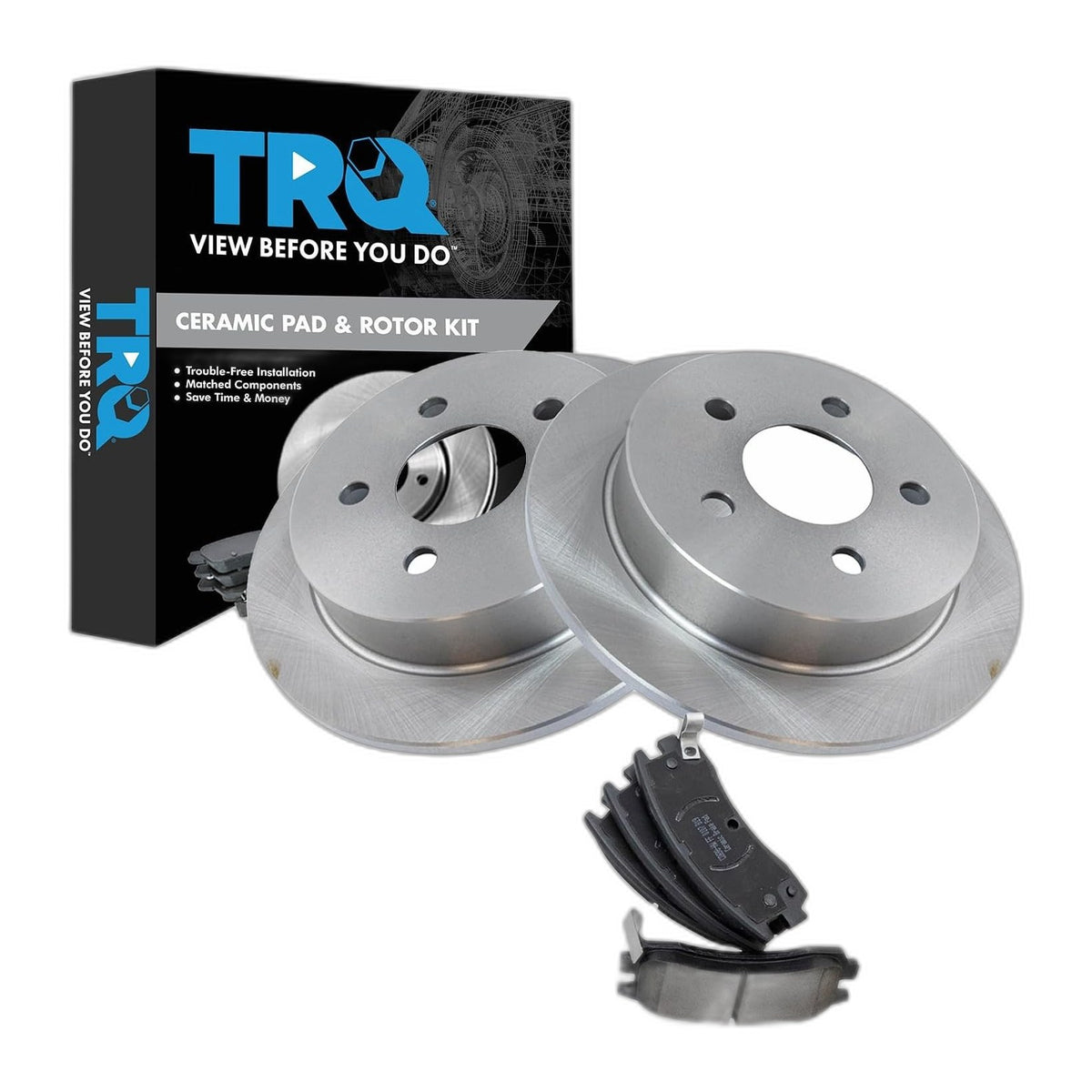 TRQ Rear Posi Ceramic Brake Pad & Rotor Kit