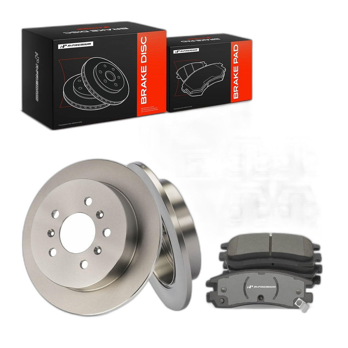 A-Premium 10.94 inch (278mm) Rear Solid Brake Rotors and Ceramic Pads Kit
