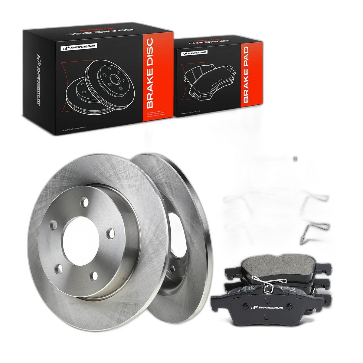 A-Premium 10.43 inch (265mm) Rear Solid Brake Rotors and Ceramic Pads Kit
