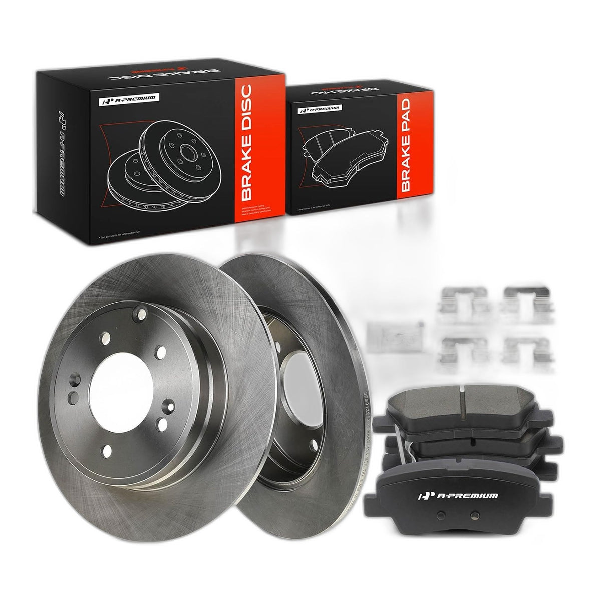 A-Premium 11.14 inch (283mm) Rear Solid Brake Rotors and Ceramic Pads Kit