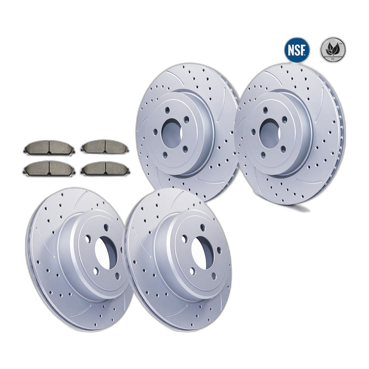 Front Rear Drilled Disc Rotor Brake Pads For Dodge Charger Challenger Magnum 300