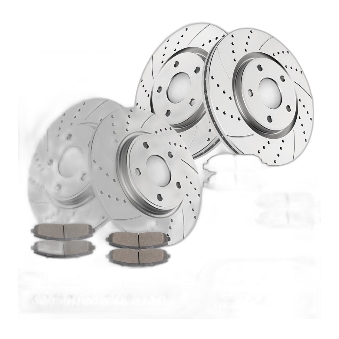 Front Rear DRILLED Rotors Brake Pads for Town Country Grand Caravan Dual Piston