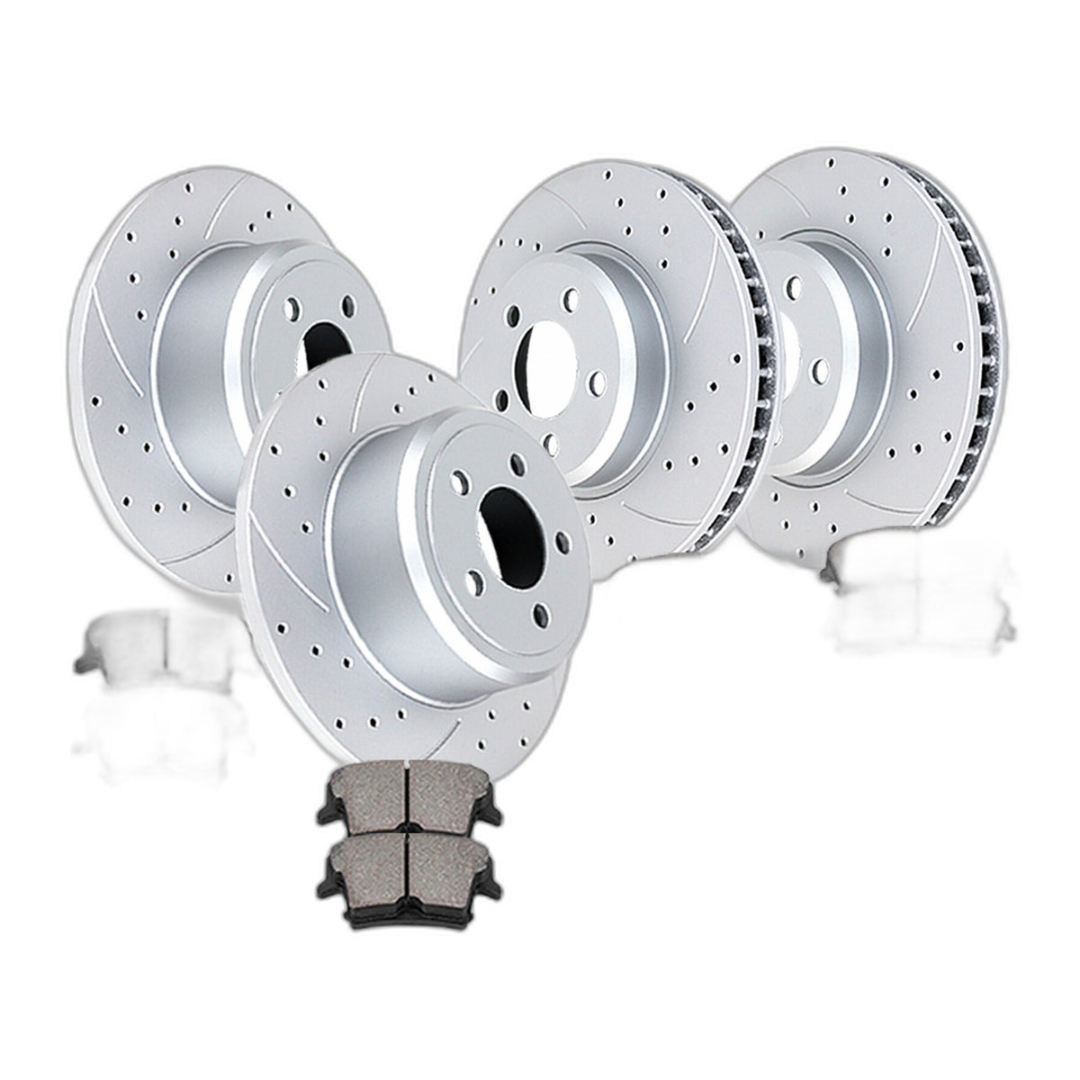 Front Rear Drilled Brake Rotors Ceramic Pads for V6 Dodge Charger Challenger Kit
