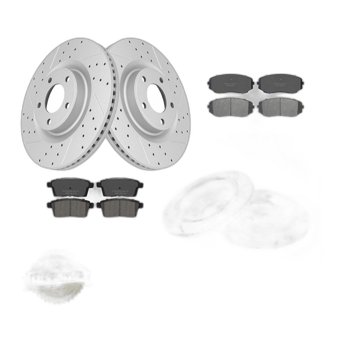 Front & Rear Drilled Rotors and Brake Pads Set for 2007-2009 Ford Edge MKX AWD