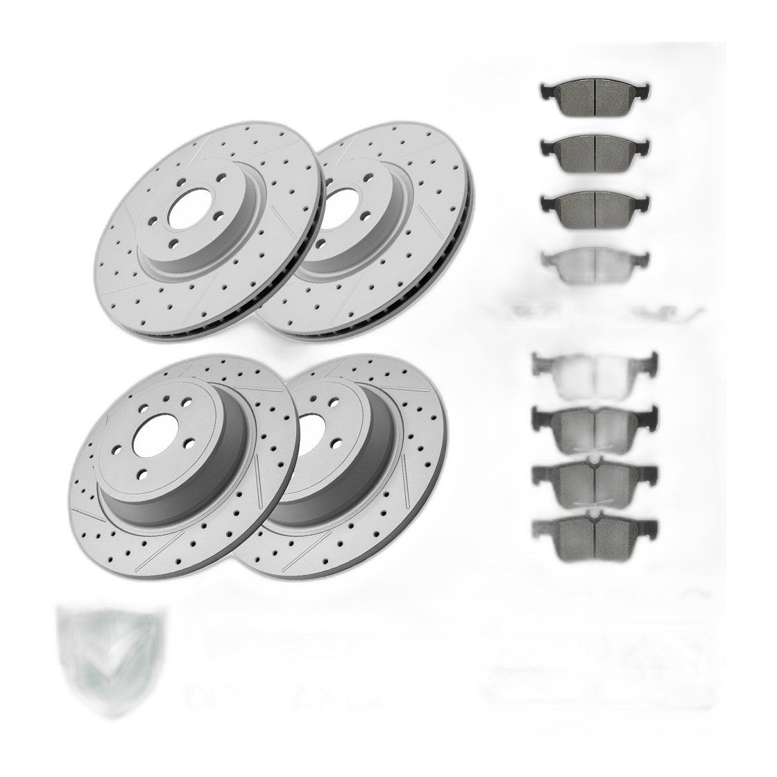 Front & Rear Drilled Brake Rotors and Ceramic Pads for Ford Escape 1.5L AWD 2.0L