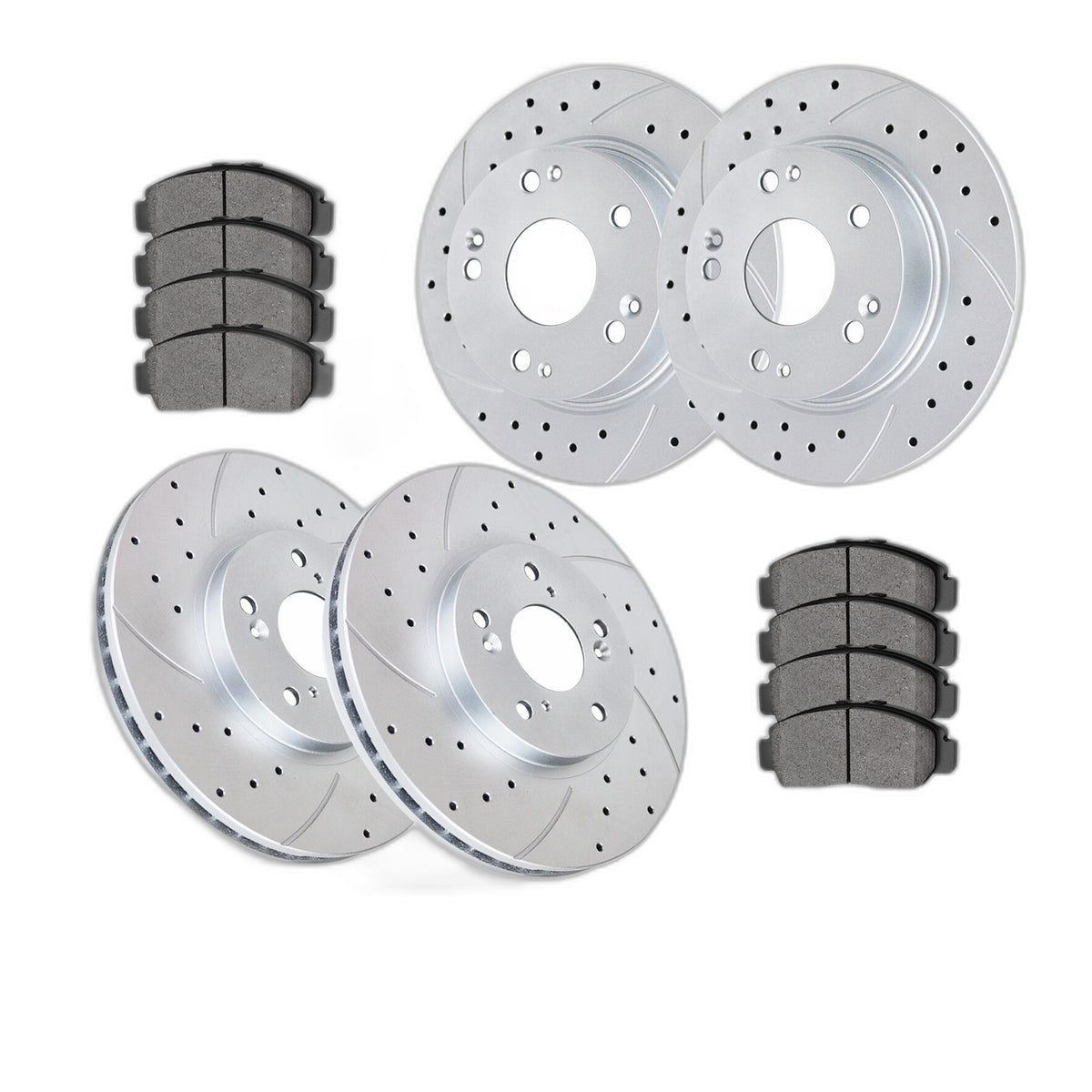 Front Rear Drilled Slotted Brake Rotors and Pads Kit for Honda Accord EX EXL