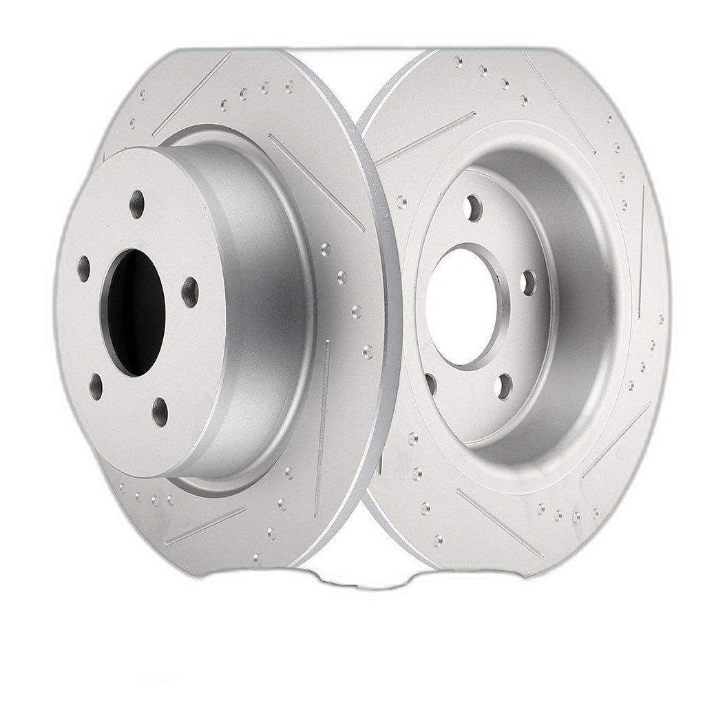 Rear Pair Drilled Rotors Brake Calipers w/Bracket Pads For 2013-2016 Ford Escape