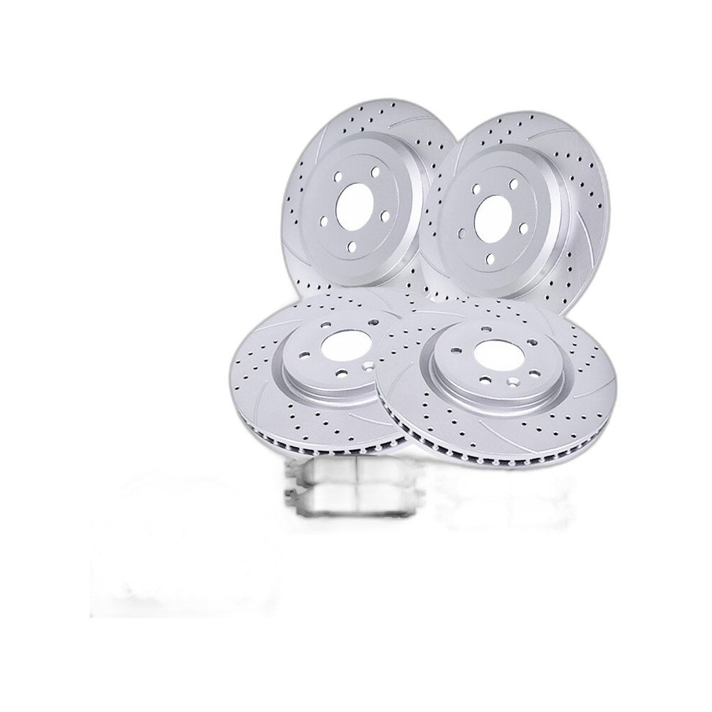 Front Rear Drilled Rotors Brake Pads Kits Fit Ford Flex Taurus Explorer MKS MKT