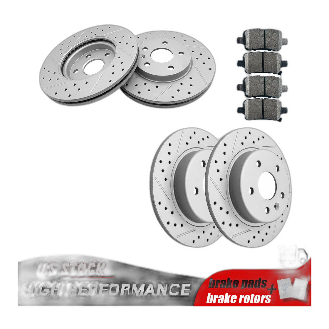 Front Rear Brake Rotors + Ceramic Pads Kit for Chevrolet Cruze Bolt EV Volt EUV