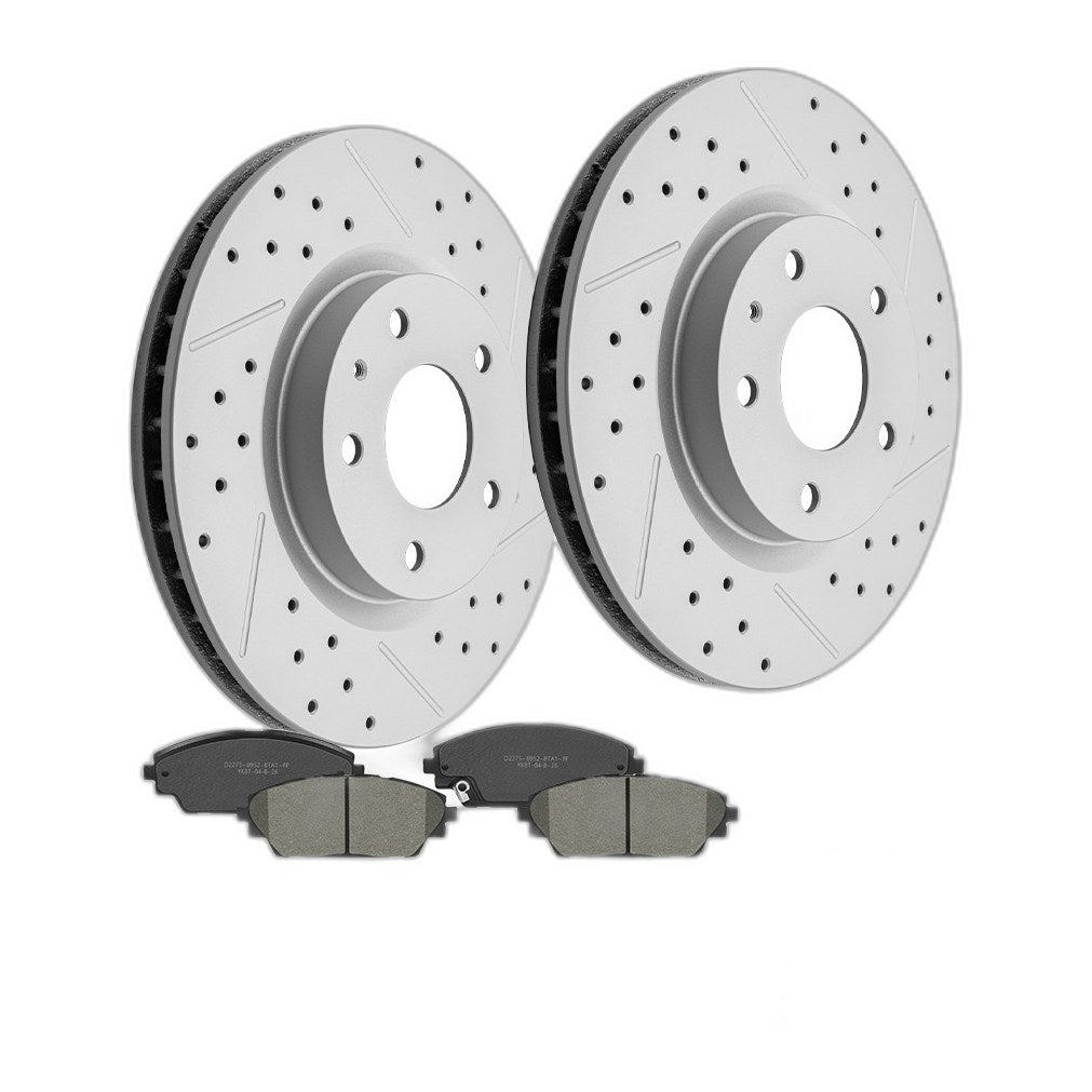Front Drilled Disc Brake Rotors Ceramic Brake Pads Kit for 2020-2025 Mazda CX-30