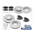 Front Rear Drilled Disc Brake Rotors Ceramic Brake Pads For 2017-2023 Honda CR-V