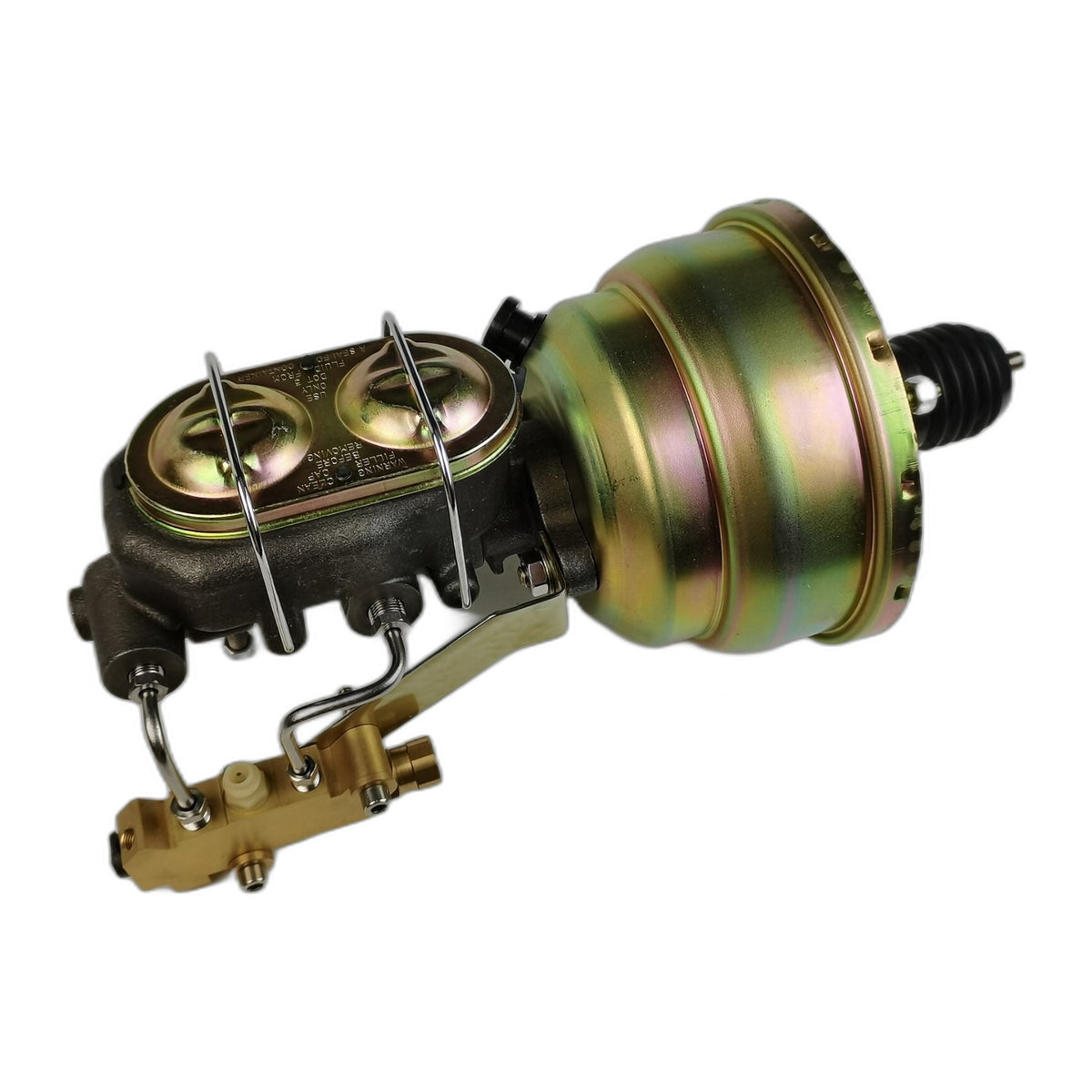 8" Dual Zinc Universal Power Brake Booster w/Bail Top Master Cylinder Disc Disc
