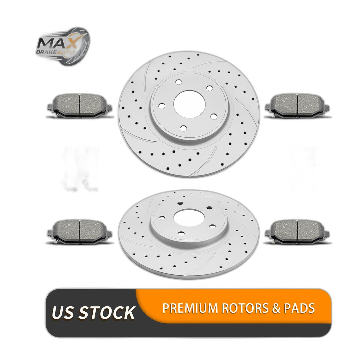 Rear Drilled Brake Rotors and Ceramic Pads Kit for Dodge Grand Caravan Journey