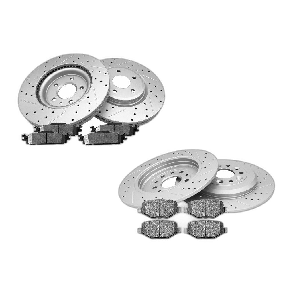 Front Rear Drilled Rotors+Brake Pads for Ford Explorer Flex Taurus MKT 2009-2019