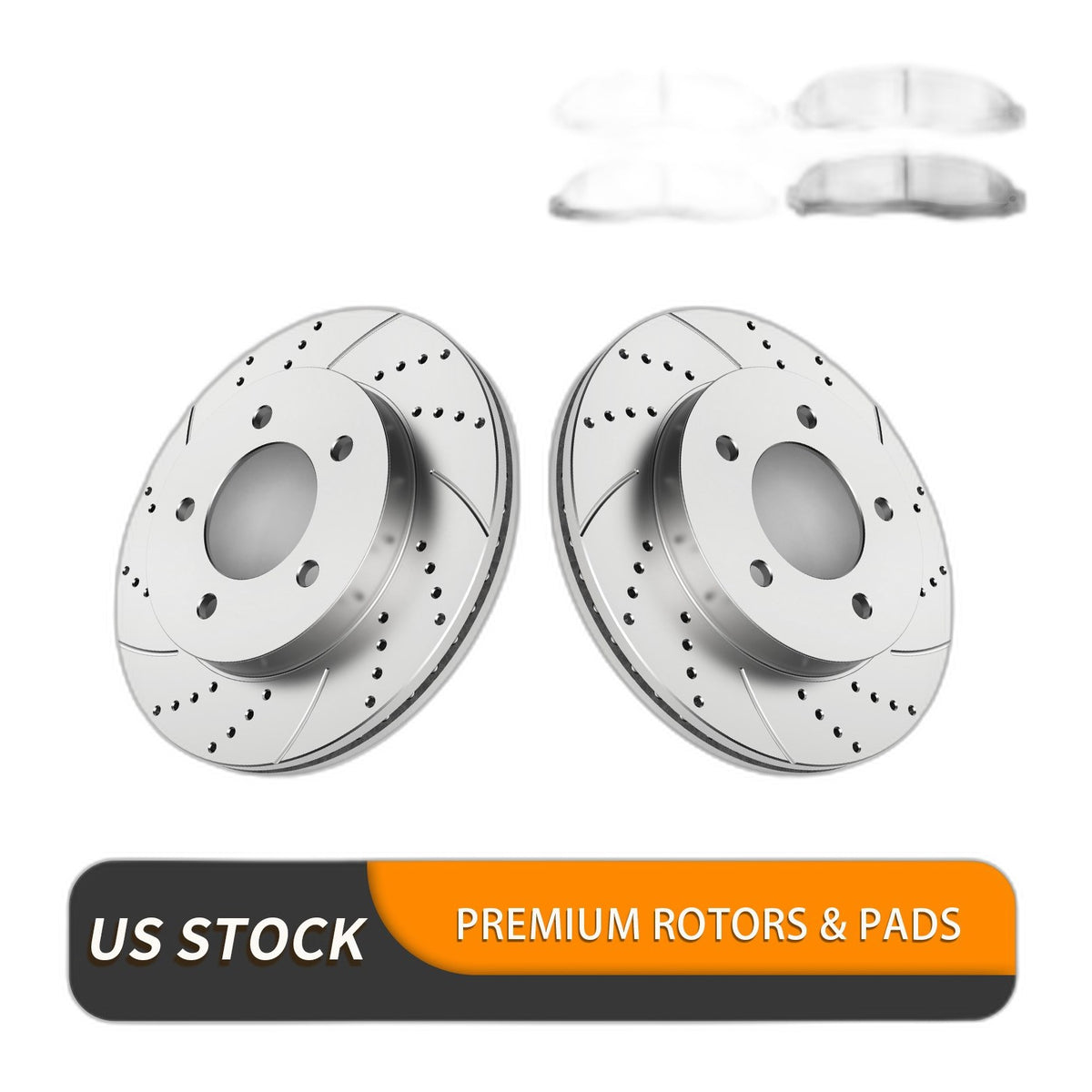 Front Brake Rotors and Pads Kit for 4WD 5 Lug Ford F-150 1997-2003 Drilled