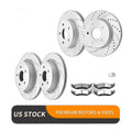 Front Rear Brake Rotors Pads Kit for RAM 1500 2006-2018 Drilled and Slotted