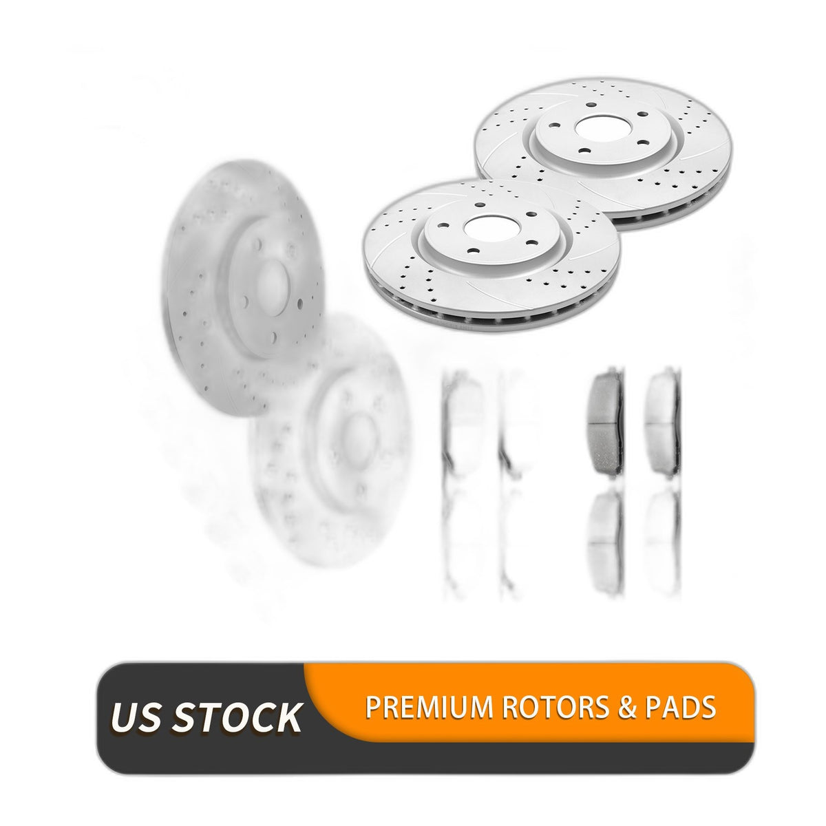 Front Rear Brake Rotors Pads Kit for Dodge Caravan Grand Journey Slotted