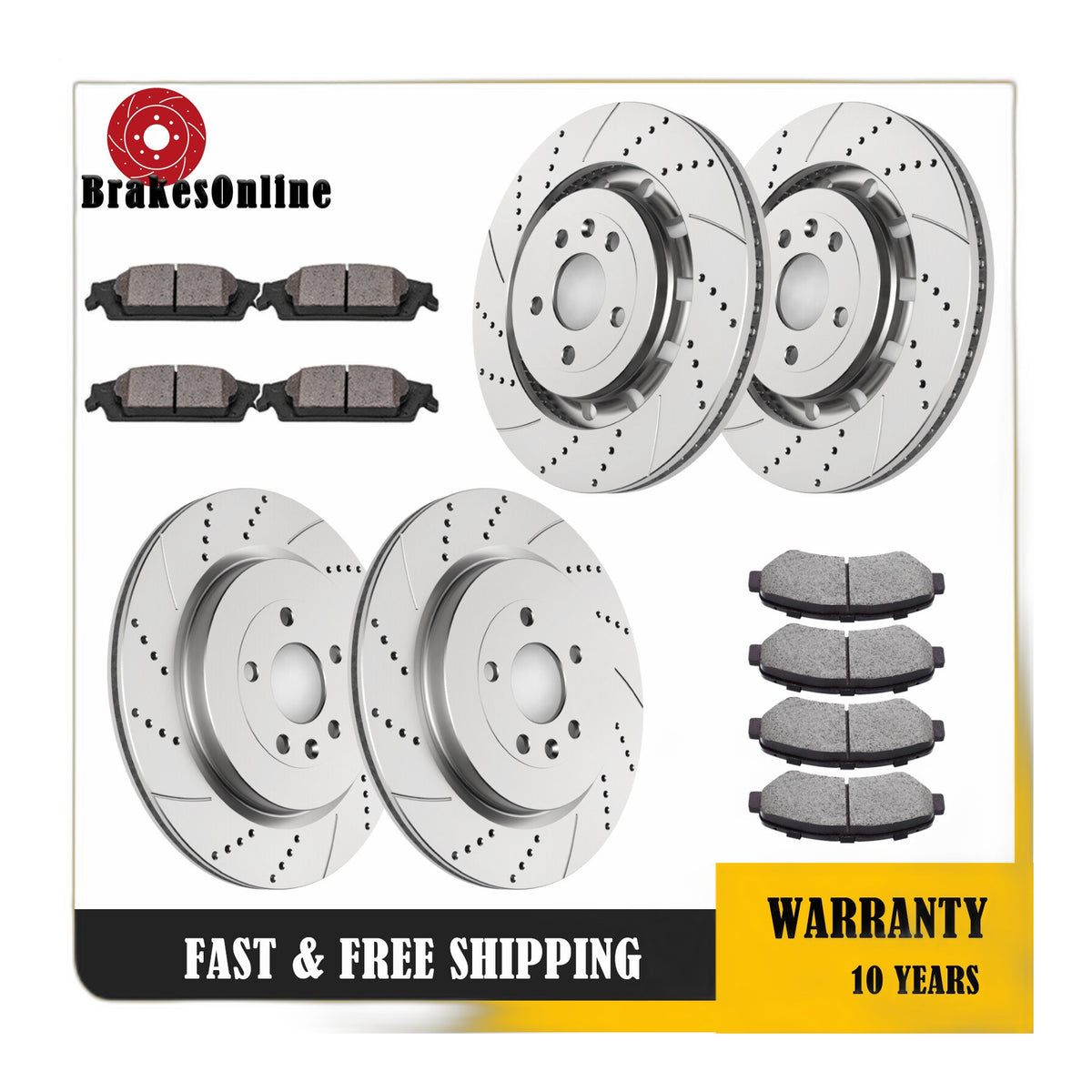 Front and Rear Brake Rotors Pads for Ford Explorer Flex Lincoln MKT Brakes