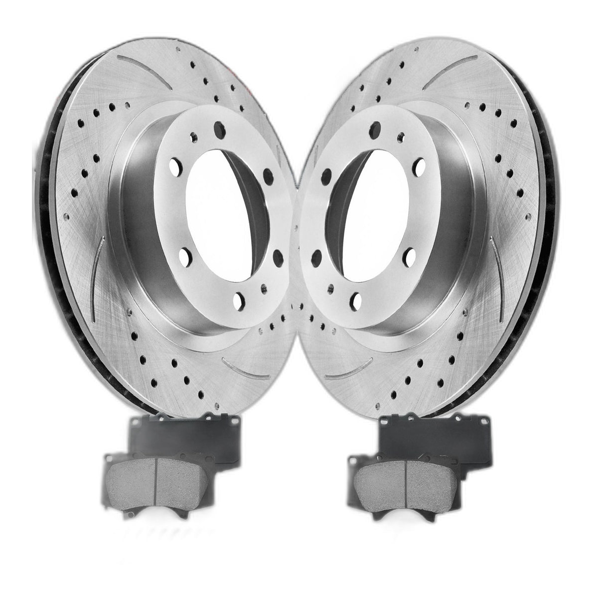Front Brake Rotors Ceramic Brake Pads Kit for 2005-2020 2021 Toyota Tacoma 6 Lug