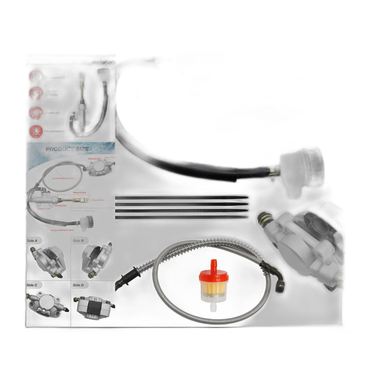 Hydraulic Rear Foot Disc Brake Master Cylinder Caliper Assembly for 150cc-250cc