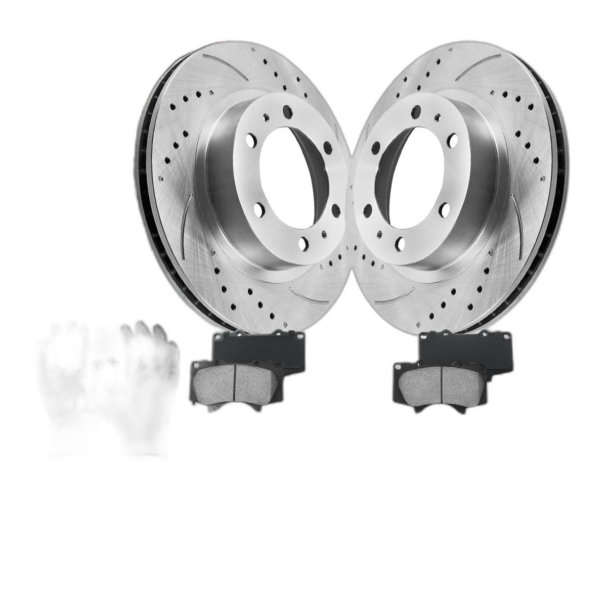 Front Drilled Brake Rotors & Metal Pads Kit for 2005-2023 Toyota Tacoma 6 Lug