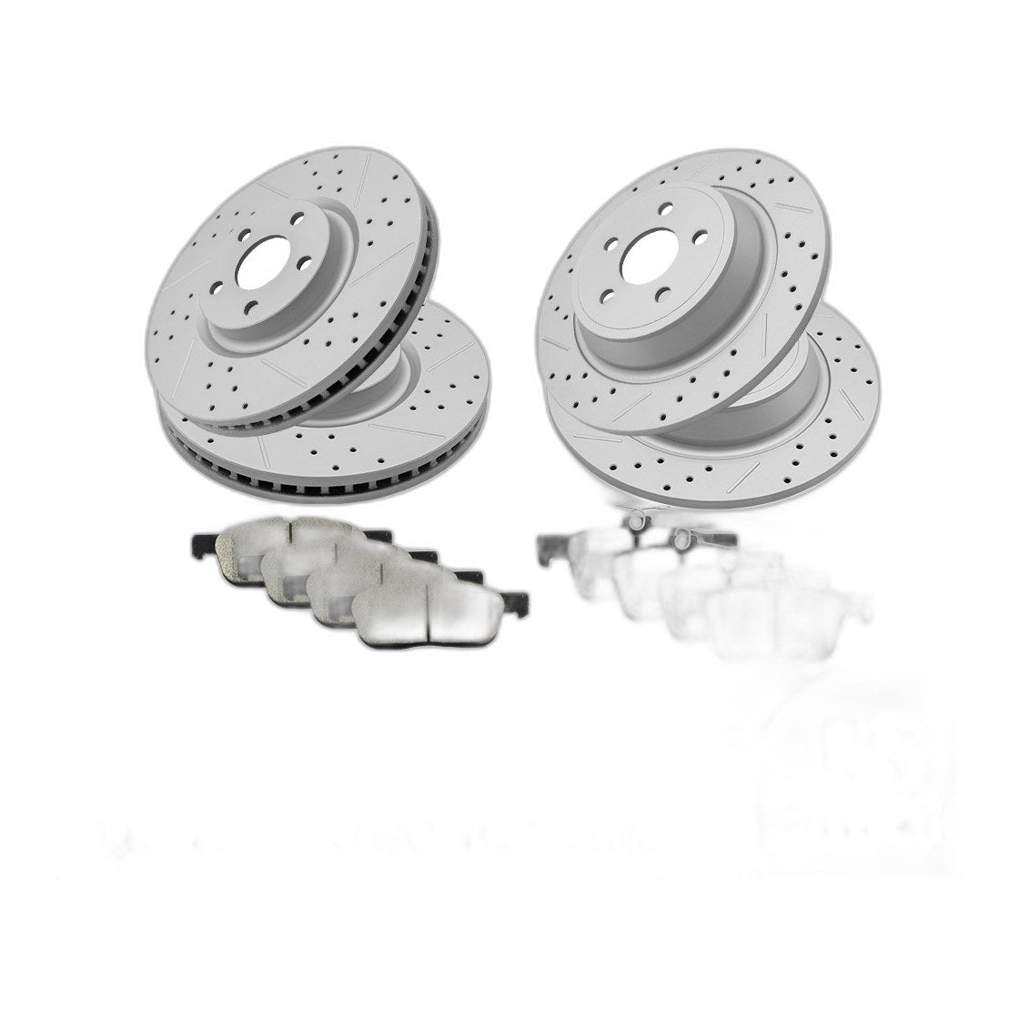 Front Rear Brake Disc Rotors And Ceramic Pads Kit For 2015 2016 - 2020 Ford Edge