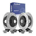Front Rear Drilled Slotted Brake Rotors Ceramic Pads for Ford Fusion 2020