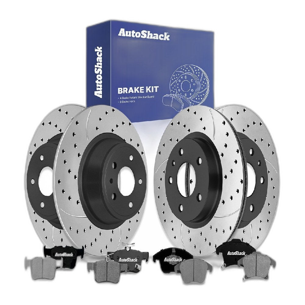 Front Rear Drilled Slotted Brake Rotors Ceramic Pads for Ford Fusion 2020