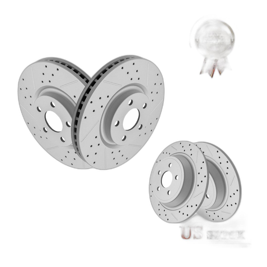 Front Rear Drilled Brake Rotors for 2017 - 2020 Lincoln Continental Ford Edge