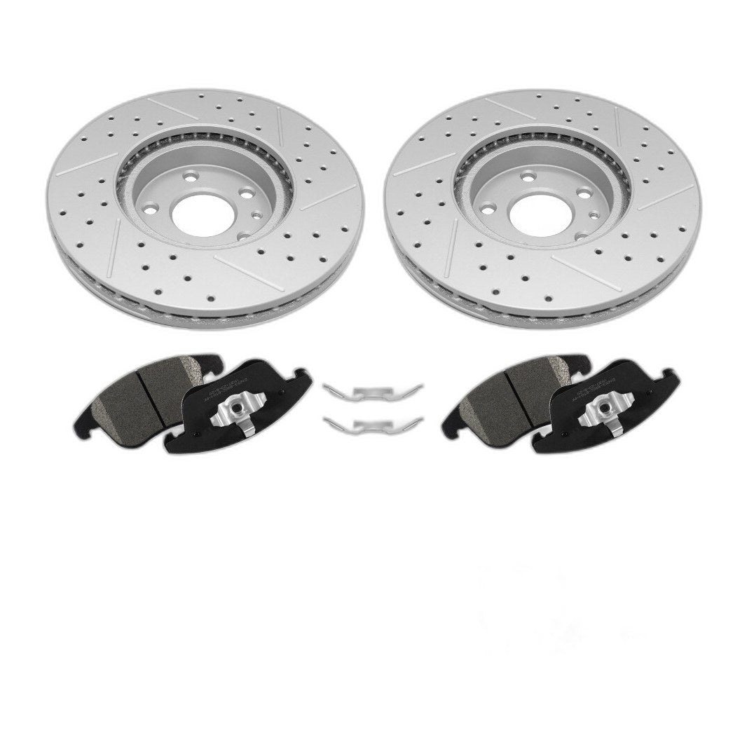 Front Drilled Disc Rotors + Ceramic Brake Pads Kit for 2013 - 2020 Ford Fusion