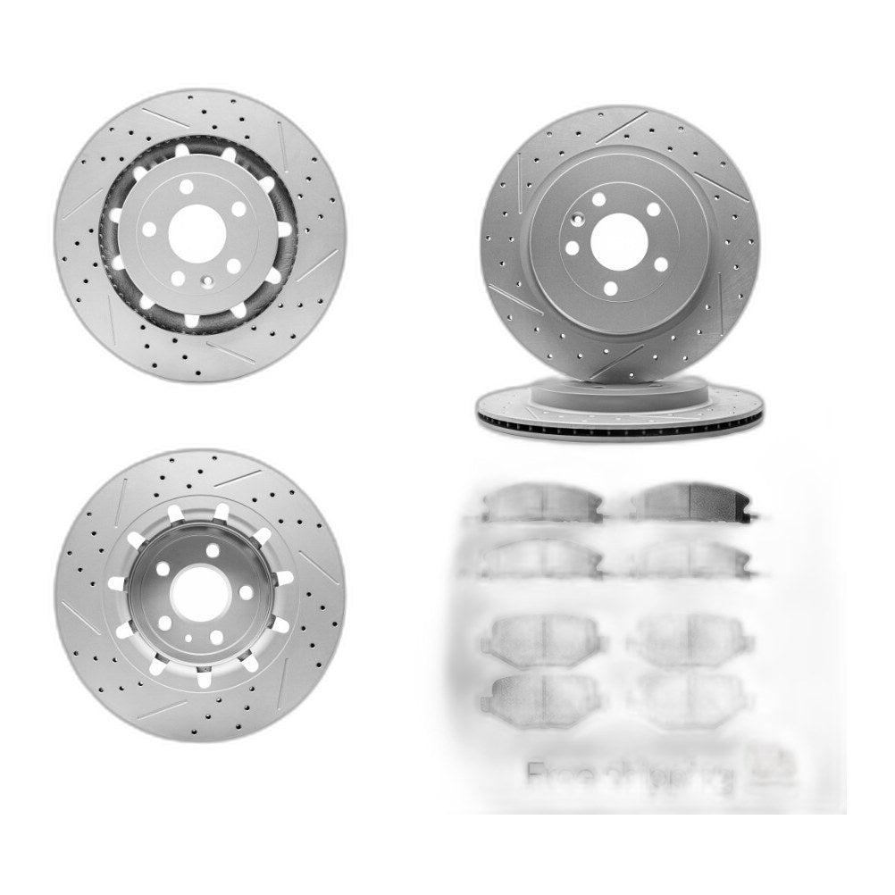 Front+Rear Drilled Brake Rotors + Ceramic Pad Kit for Ford Explorer Police Flex