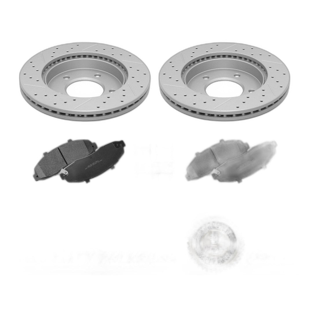 Front Drilled Disc Rotors + Ceramic Brake Pads Kit for 1997 - 2003 Ford F-150