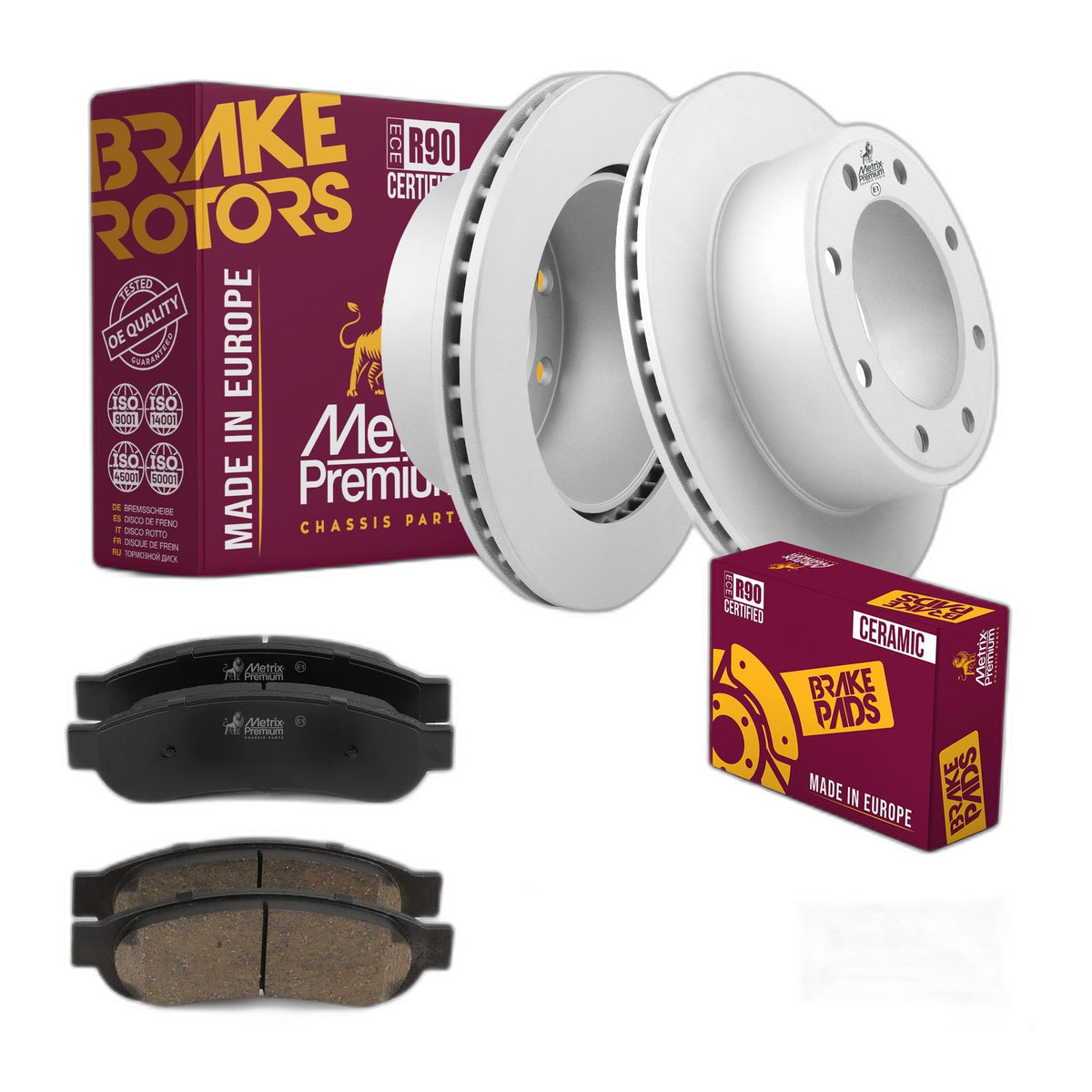 Rear Brake Rotors Set + Disc Brake Pad Kit for 08-12 Ford F-250 F-350 Super Duty