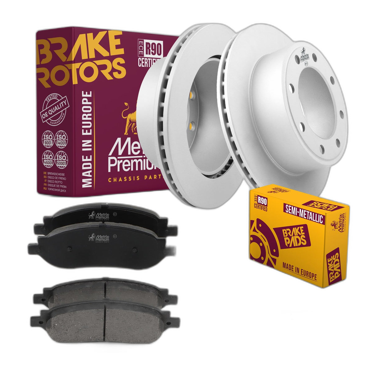 Rear Brake Rotors Set + Disc Brake Pad Kit for 05-07 Ford F-250 F-350 Super Duty
