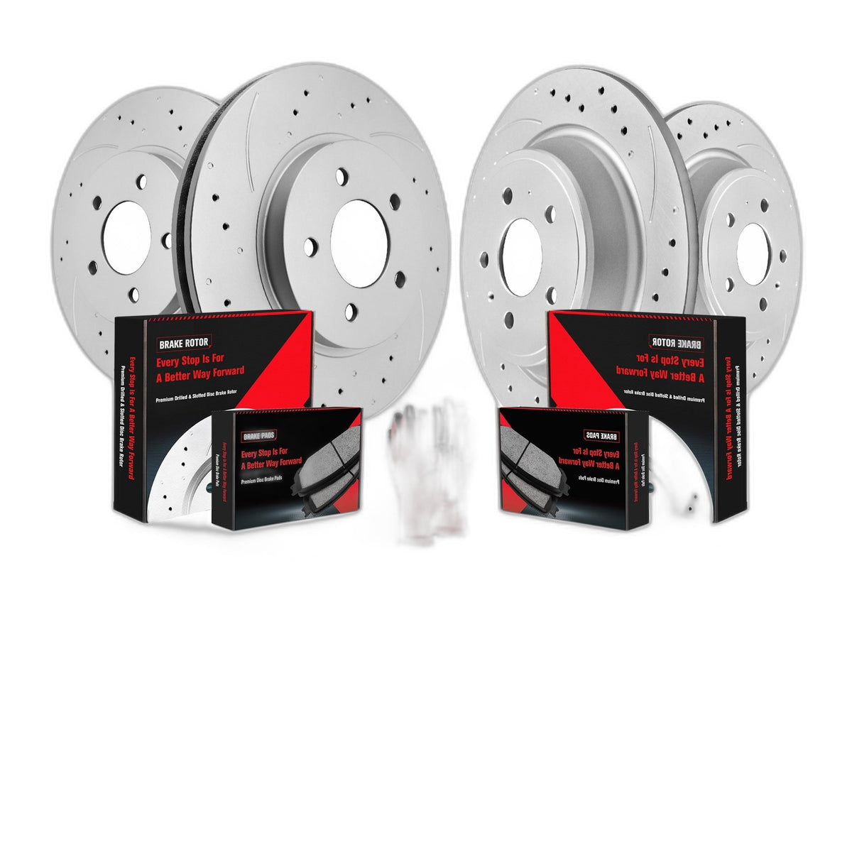 AWD Front & Rear Brake Rotors Brake Pads Kit for 2017 2018 2019 Ford Escape 1.5L