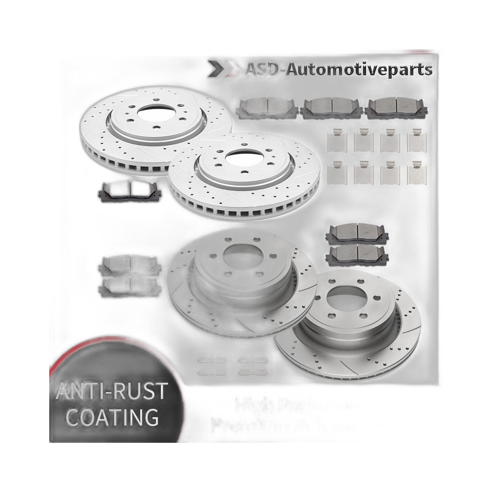 Front and Rear Drilled Brake Rotors and Pads Kit for 12-20 Ford F-150 Brakes
