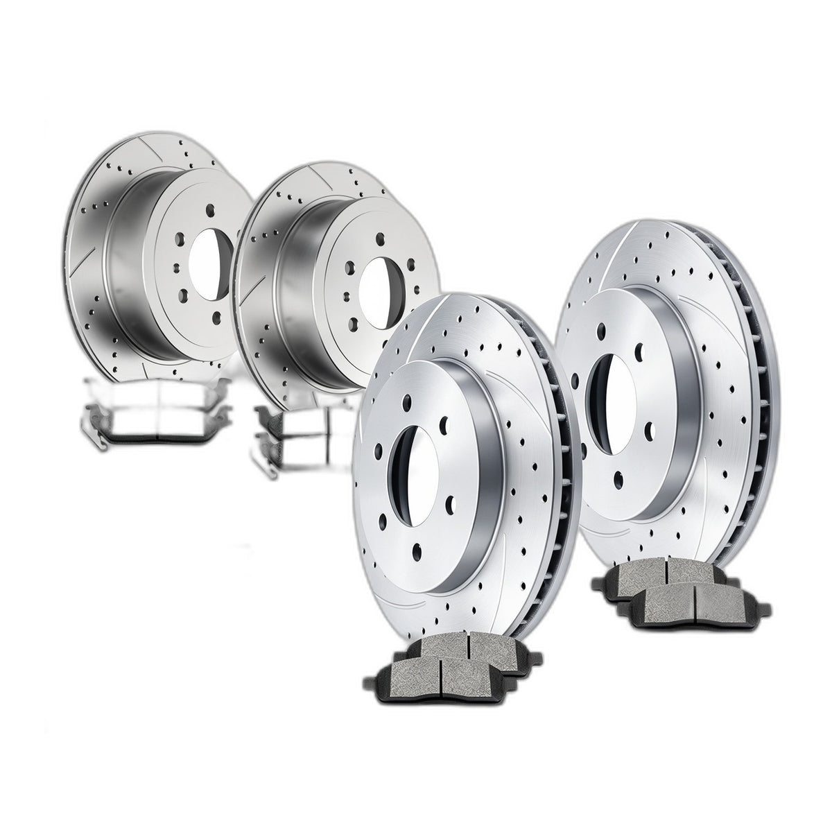 For 4WD Ford F-150 Lincoln Mark LT Front Rear Brake Rotors Ceramic Brakes Pads