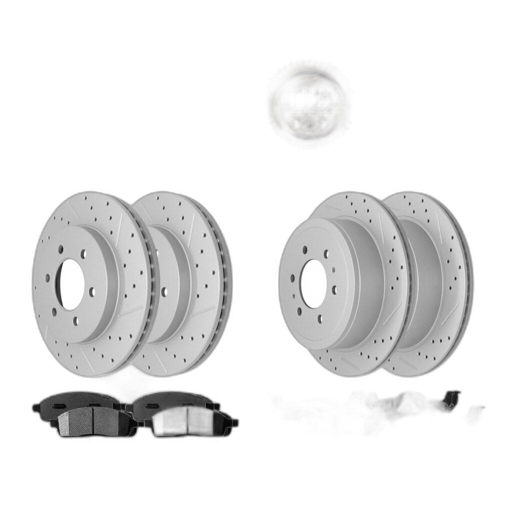 Front & Rear Drilled Slotted Brake Rotors & Brake Pads 4WD for Ford F-150 5.4L