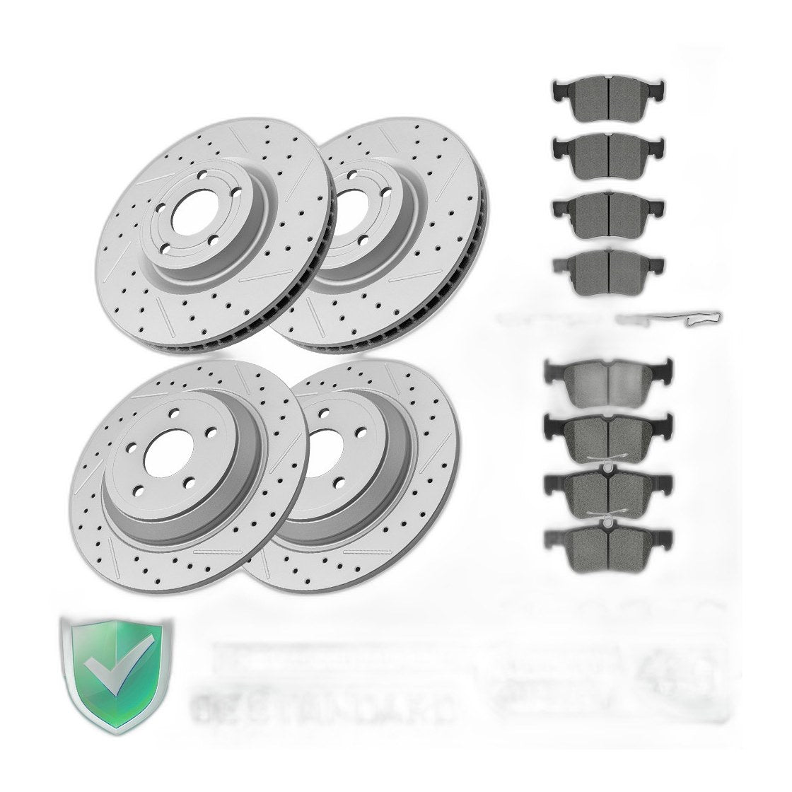 Front & Rear Drilled Brake Rotors and Ceramic Pads Kit for 2020-2024 Ford Escape